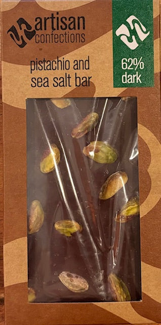 Pistachio and Sea Salt Dark Chocolate Bar